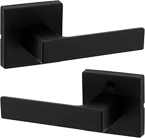 Kwikset Singapore Interior Passage Door Handle, Lever For Closet and Hallway Doors, Reversible Non-Locking Handle Lever, Matte Black, with Microban Protection