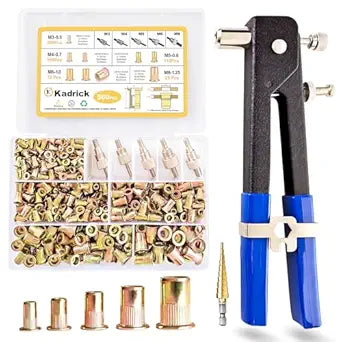 KADRICK Rivet Nuts Tool Kit with 560PCS Metric Threaded Rivets (M3 M4 M5 M6 M8), Heavy-Duty 16" Rivet Nut Gun with 5 Mandrels, Nutsert Tool Kit for Metal, Automotive, DIY Projects