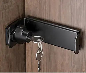 90 Right Angle Locks with Key Heavy Duty flip Door Latch,Upgraded Thickened and Lengthened Sliding Locks Door Lock hasp latchs Security Door Cabinet Closet Password Closet Hardware (Black)