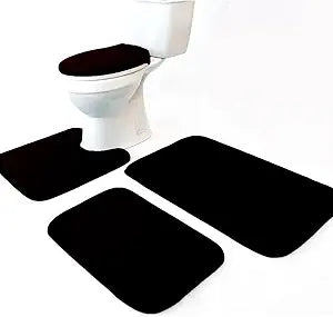 4 Piece Bathroom rug set with Toilet Lid Cover and Memory Foam Bath Mat Sets 3 Piece and U-Shaped Toilet Floor Rug Back