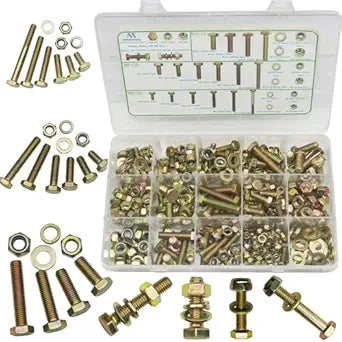663pcs Metric M6 M8 M10 Nylon Locknut and Hex nut Mix, Hex Bolt Washer Assortment Kit by Color Galvanization,Alloy Steel,Grade 8.8 Heavy Duty.Length 12-50mm,16 Common Size.