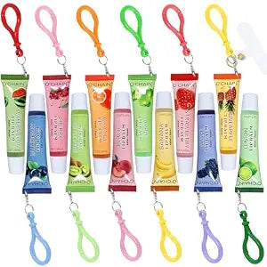 12 Flavors Lip Balm Set with Portable Keychain