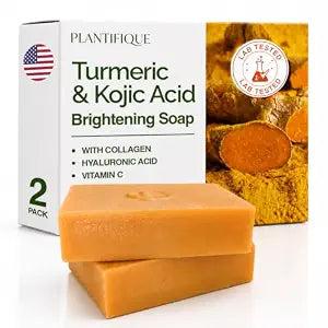 PLANTIFIQUE Kojic Acid and Turmeric Soap for Dark Spots, Lab Tested, 5.64oz
