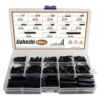 550Pcs Roll Pin Assortment Kit, Slotted Tension Pins, Split Dowels & Expansion Spring Pins, 13 Sizes M1.5 M2 M2.5 M3 M4 M5 M6, Durable Spring Steel for Secure Fastening