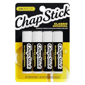 ChapStick Classic Original Lip Balm Sticks with 24 Hour Moisture, 4-Pack
