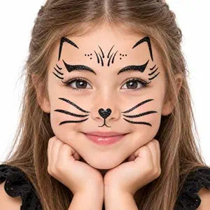 Glitter Cat Face Stickers Halloween Temporary Face Tattoos for Cosplay