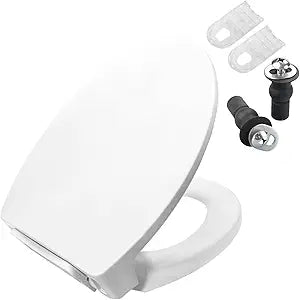 SS114 Elongated Toilet Seat Compatible with TOTO SS113/SS154/SS224/SS204, Traditional Elongated Heavy Duty Toilet Seat with Toilet Seat Bolts and Nut, Cotton White