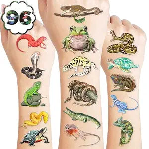 96 PCS Reptile Temporary Tattoos for Kids