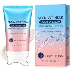 PDRN Neck Cream For Lifting & Firming,Gua Sha Cream With Neck Massager with Retino，for Lifting & Firming, Jawline to Décolleté, Daily Moisturizer, Fine Line Care,4.2 fl.oz