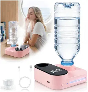 Cruise Humidifier Portable Humidifier for Travel  Whisper-Quiet Mini Humidifier Travel Humidifier for Cruise&Office&Car with Night Light, Auto-Off & 2 Mist Modes Water Bottle Humidifier Pink