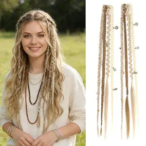 Clip in Braid Hair Extensions 16" 2PCS Color Medium Blonde Platinum Blonde