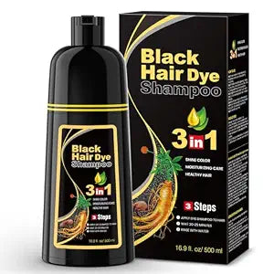 BOJICA 3 in 1 Black Hair Dye Shampoo for Gray Hair | Instant Full Gray Coverage, 3-4 Weeks Lasting, Includes Cape & Gloves(16.9 Fl oz)