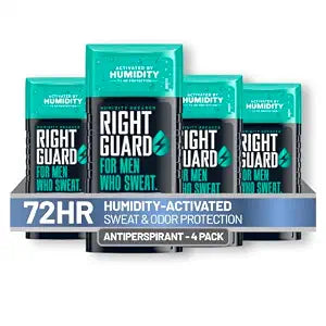 Right Guard Humidity Breaker Antiperspirant & Deodorant for Men, Cold Front Scent, 2.5oz (4 Pack) Invisible Solid, 72 Hour Sweat and Odor Control, Humidity Activated