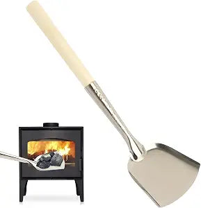 Fireplace Ash Shovel, 16 Inch Stainless Steel Ash Scoop with Wooden Handle