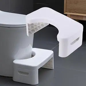 7 inch Folding Toilet Stool, Squatting Poop Stool, Bathroom Potty Step Stool, Toilet Assistance Steps, Step Stool, Fits All Toilets, Detachable  Stackable, for Healthier Toilet Posture (White)