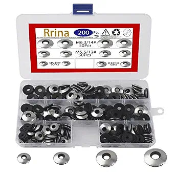 200Pcs 304 Stainless Steel Neoprene EPDM Bonded Sealing Gasket Washers Assortment Kit for 8#/10#/12#/14# Screws