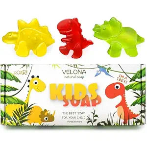 velona Kids Soap – 3 Dinobars, Natural Oils & Ingredients, Made in USA