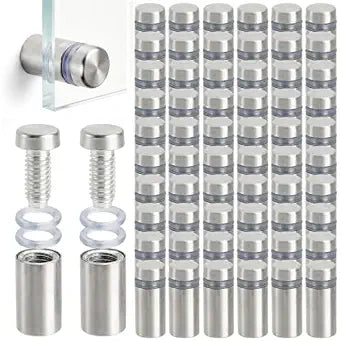 Coloch 60 Pcs Stainless Steel Standoff Screws, 1/2x1 Inch Mounting Glass Hardware Advertising Wall Standoff Sign Holders Screws for Hanging Acrylic Picture Frame, Glass Mounting, Office, Supermarket