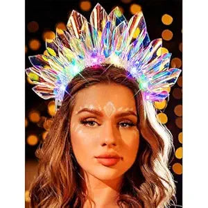 Light Up Crown Headband Rave Hair Accessories Led Costume Headpiece for Women