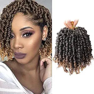 VIOLET Pre-twisted Passion Twist Crochet Hair 6 Inch 9 Packs Passion Twist Hair Pre Looped Ombre Blonde Short Passion Twist Hair Crochet Braids Hair Extensions（T27,6 Inch,9 Packs）