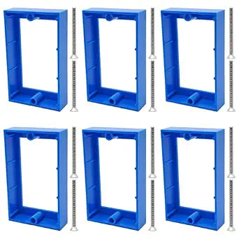 6 PCS 3/4" Outlet Box Extender, Single Gang Electrical Box Extension with 12 Screws, Receptacle Extender for Outlets & Switches (Blue)