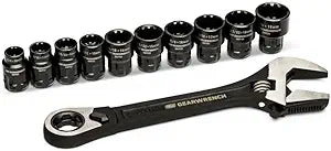 GEARWRENCH 11 Piece Pass Through Adjustable Wrench Set | GWPTAW8