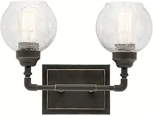 Kichler 45591OZ Niles 14.75" 2-Light Clear Seeded Bath Vanity in Olde Bronze