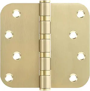 VOLUKA 6 Pack 4'' Stainless Steel Ball Bearing Door Hinges, 4in x 4in Heavy-Duty Door Hinges with 5/8 inch Radius Corner for Exterior & Interior Doors (Gold)