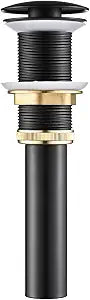 AVSIILE Matte Black Bathroom Sink Drain Without Overflow Vessel Sink Lavatory Vanity Pop Up Drain Stopper, All Metal Rustproof Brass and 304 Stainless Steel