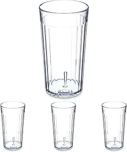 Carlisle FoodService Products Bistro Tumbler Plastic Tumbler for Restaurants, Catering, Kitchens, Plastic, 12.3 Ounces, Clear (Pack of 4)