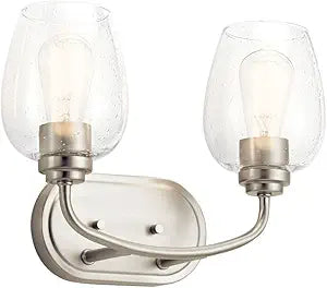 KICHLER Valserrano 14.50 inch 2 Light Vanity Light with Clear Seeded Glass in Brushed Nickel