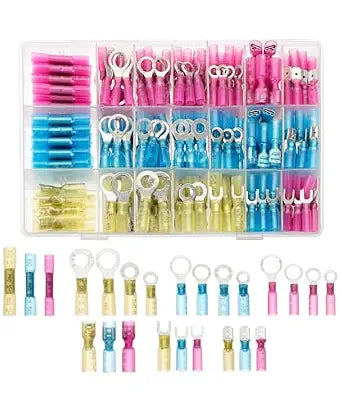 Bates- Heat Shrink Wire Connectors Kit, 320 pcs, Ring Fork Spade Butt Splices, Electrical Connectors Kit