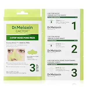 Dr.Melaxin CACTOX 3-STEP NOSE MASK PACK with AHA & PHA for Sebum Softening Pore Tightening Skin Repair 3-Step Nose Pore Pack