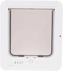 Ymiko Smart Pet Door Electronic Cat Flap Collar Activated 2 Way Entry Microchip Sensing Technology Weatherproof Plastic for Interior Exterior Doors