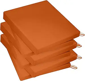 Outdoor Chair Cushions for Patio Furniture, 18.5X16X2 Patio Chair Cushions Set of 6, Waterproof Square Outdoor Seat Cushions with Non-Slip Bottom & Ties, Fade Resistant Chair Pads, Orange