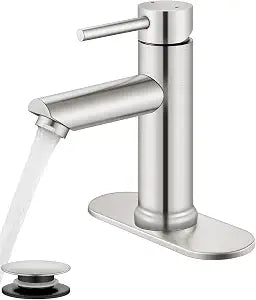 Aolemi Brushed Nickel Bathroom Faucet 1 Hole,Single Handle,Hot and Cold