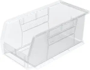 Akro-Mils 30230 AkroBins Plastic Storage Bins, Space-Saving Stackable Bins for Garage, Pantry, Craft Organization, 11" x 5" x 5", Clear, 12-Pack
