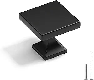 goldenwarm 30 Pack Black Cabinet Knobs for Dresser Drawers Kitchen Hardware Handles 1.1 inch Width Square Knob for Cabinets,Zinc Alloy