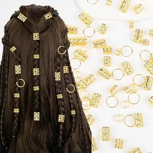 100 Pcs Gold Hair Accessories for Women Girls,Dreadlock Hair Jewelry Cuffs