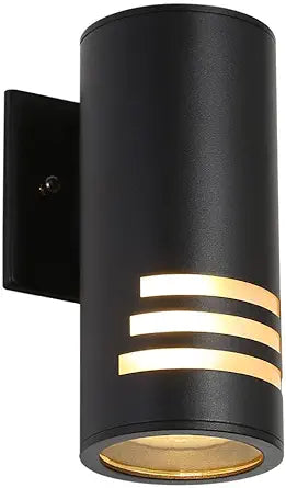 Cerdeco Aluminum Outdoor Wall Sconces,Cylinder Porch Light with 3 Slots and Frosted Glass,Modern Outdoor Wall Light Fixture,Black Finished[ ETL-Listed ]