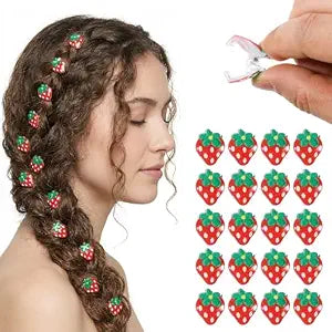 20 Pcs Mini Strawberry Hair Clip Cute Tiny Hair Claw Non Slip Sweet Barrettes Hairpins Fruit Hairs Claw Clip Fashion Hairs Accessories Fruit Daily Hairpins for Women Halloween Daily Birthday Party
