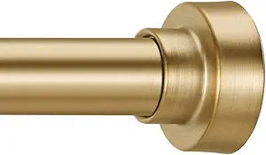 YNL Tension Shower Curtain Rod 34-96 Inches2.8-8ft) Adjustable Spring Shower Rod No Drilling, Non-Slip, Never Rust, Stainless Steel, Suitable for Bathroom Window Kitchen, Gold