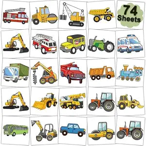 CHARLENT Car and Truck Temporary Tattoos for Kids Party Supplies