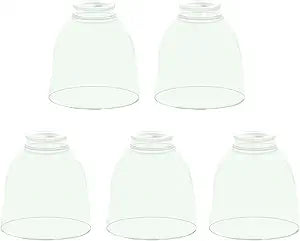 5 Pack Clear Glass Shade Replacements, Ceiling Fan Light Covers Glass Globes Lampshades for Chandelier, 4.92"High, 4.72"Diameter, 1.65 "Fitter, High Transmittance Bell Shaped Glass Shades
