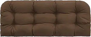 Outdoor Bench Cushion, Tufted 44x22x4 Inch Loveseat Pad for Patio Furniture Wicker Chair Garden Swing Porch Sofa, Indoor Outside Use, Fade-Resistant & Waterproof, Brown