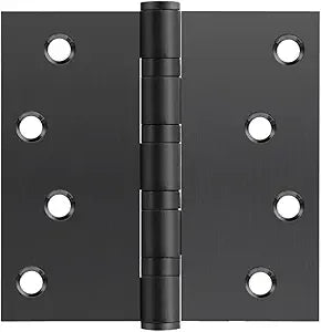 VOLUKA 6 Pack Stainless Steel 4'' Door Hinges for Exterior & Interior Doors,4in x 4in Heavy-Duty Ball Bearing Door Hinges with Square Corners, Black