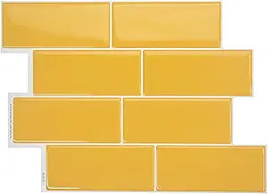 SMART TILES Peel and Stick Backsplash - 5 Sheets of 11.56" x 8.38" - 3D Adhesive Peel and Stick Tile Backsplash for Kitchen, Bathroom, Wall Tile
