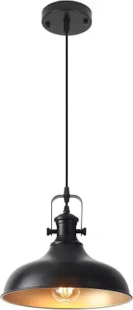 Black Farmhouse Pendant Lights Kitchen Island, 11.41" Kitchen Pendant Lighting, Vintage Industrial Pendant Light,Island Lights for Kitchen Dining Room Bedroom, 1 Pack