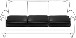YISUN PU Leather Couch Cushion Cover, Waterproof Stretch Sofa Cushion Slipcovers, Faux Leather RV Chair Seat Covers, Loveseat Cushion Cover Replacement Chair/Furniture Protector, 3 Pcs(Black)