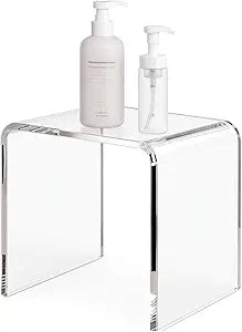 Acrylic 15 Inch Small Stool, Clear Acrylic Step Stool for Kids and Adults, Water-Resistant Shower Stool, Modern Bathroom Stool, 200 lbs Weight Capacity